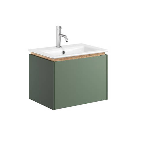 Additional image for Vanity Unit & Cast Marble Basin (500mm, Sage Green, 1TH).
