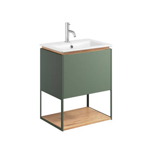 Additional image for Vanity Unit With Shelf & Cast Basin (500mm, Sage Green, 1TH).