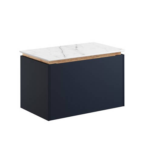Additional image for Vanity Unit With Marble Worktop (600mm, Indigo Blue).