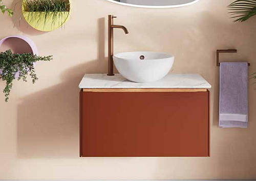 Additional image for Vanity Unit With Marble Worktop (600mm, Soft Clay).