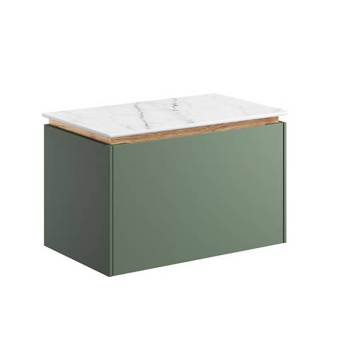 Additional image for Vanity Unit With Marble Worktop (600mm, Sage Green).