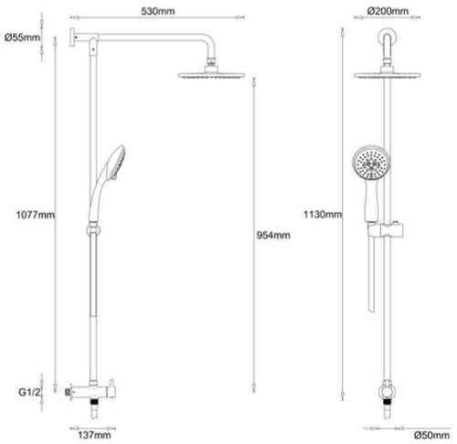 Additional image for Rigid Riser, Three Mode Handset, Hose & Diverter (2 Outlets).