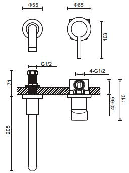 Additional image for Wall Mounted Basin Mixer Tap (Chrome).