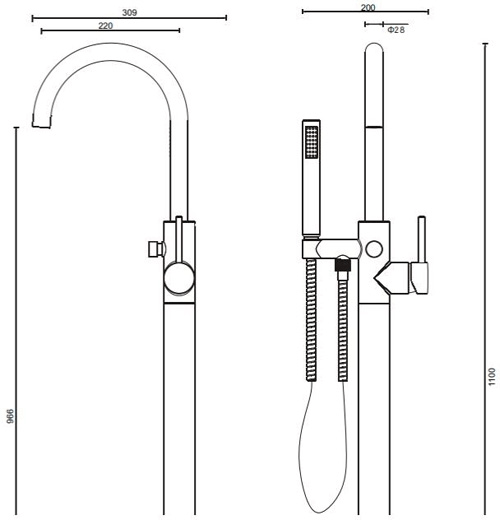 Additional image for Floor Standing Bath Shower Mixer Tap With Kit (Chrome).