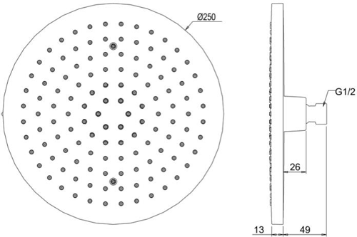 Additional image for Round Shower Head & Wall Arm (250mm).