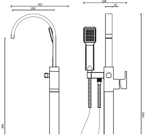 Additional image for Floor Standing Bath Shower Mixer Tap With Kit (Chrome).