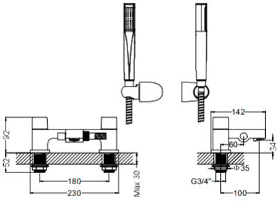 Additional image for Bath Shower Mixer Tap With Kit (Chrome).