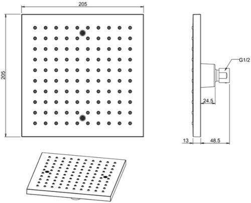 Additional image for Square Shower Head & Ceiling Arm (200x200mm).