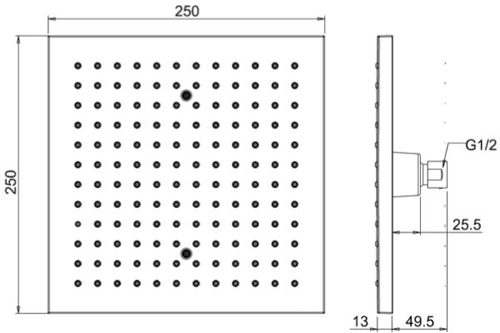 Additional image for Square Shower Head & Ceiling Arm (250x250mm).