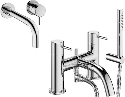 Additional image for Wall Mounted Basin & Bath Shower Mixer Tap (Chrome).