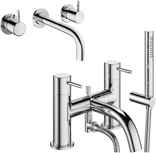 Additional image for Wall Mounted Basin & Bath Shower Mixer Tap (Chrome).