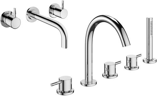 Additional image for Wall Mounted Basin & 5 Hole BSM Tap Pack & Kit.