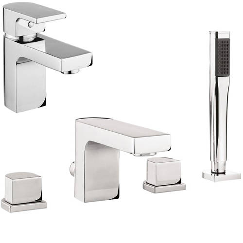 Additional image for Basin & 4 Hole Bath Shower Mixer Tap Pack With Kit (Chrome).