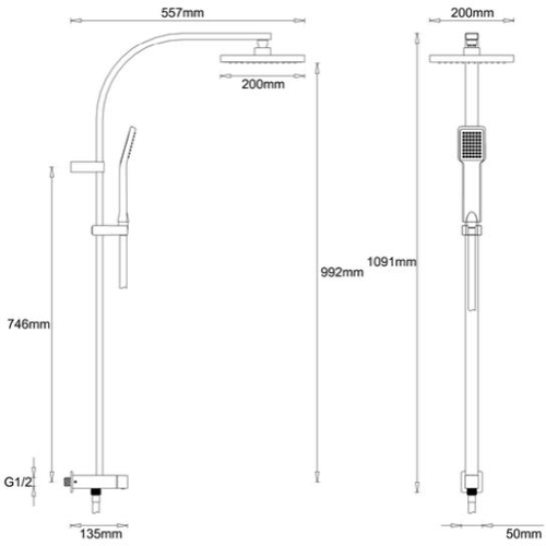 Additional image for Thermostatic Shower Valve With Rigid Riser Kit.