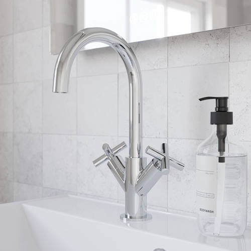 Additional image for Monoblock Crosshead Basin Tap (Chrome).