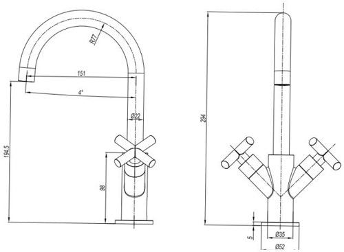 Additional image for Monoblock Crosshead Basin Tap (Chrome).