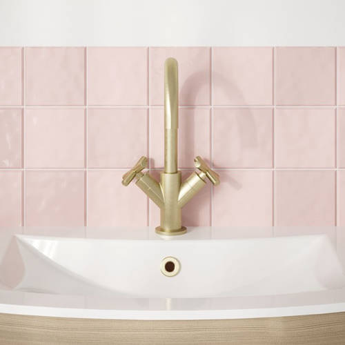 Additional image for Monoblock Crosshead Basin Tap (Brushed Brass).