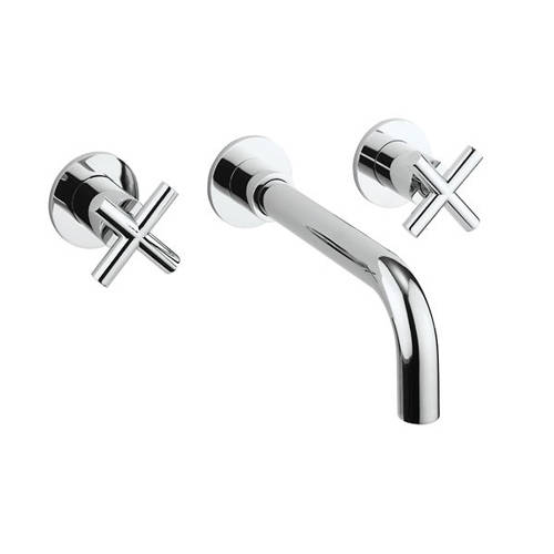 Additional image for Wall Mounted Crosshead Basin Tap (3 Hole, Chrome).