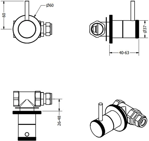 Additional image for Wall Stop Valves (Unlac Brushed Brass).