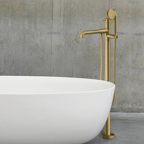 Additional image for Floor Standing Bath Shower Mixer Tap (Unlac Brass).