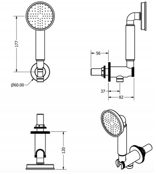 Additional image for Wall Outlet, Handset & Hose (Chrome).