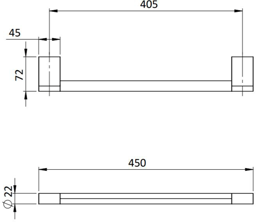 Additional image for Towel Rail 450mm (Chrome).