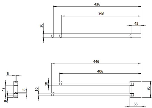 Additional image for Twin Swivel Towel Rail (Brushed Bronze).