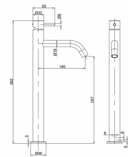 Additional image for Tall Basin Mixer Tap With Lever Handle (Brushed Bronze).