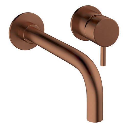 Additional image for Wall Mounted Basin Mixer Tap (2 Hole, Brushed Bronze).