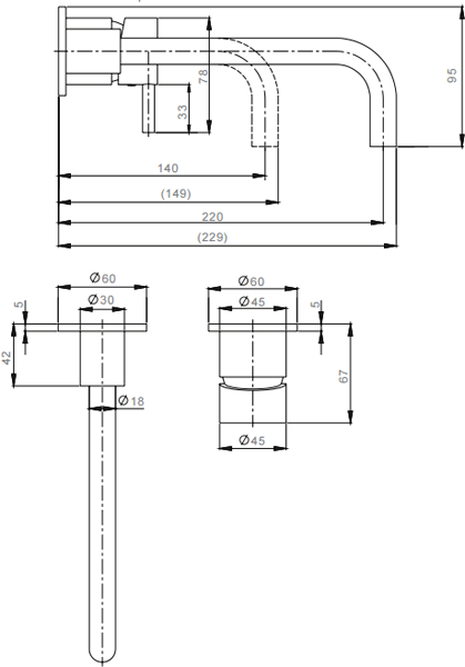 Additional image for Wall Mounted Basin Mixer Tap (2 Hole, Brushed Bronze).