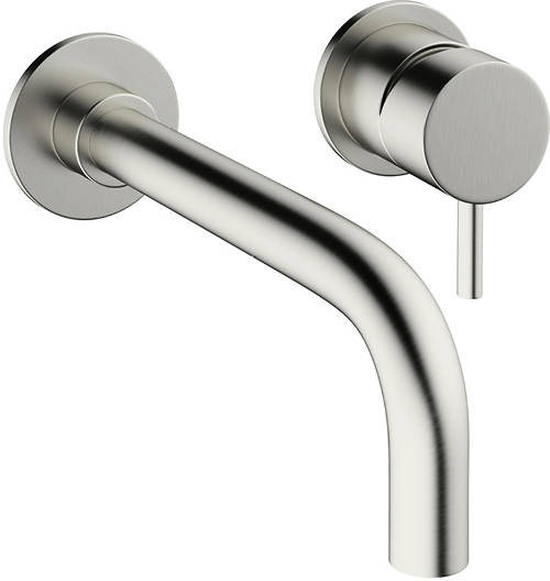 Additional image for Wall Mounted Basin Mixer Tap (2 Hole, Brushed Steel).