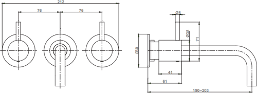 Additional image for Wall Mounted Basin Mixer Tap (3 Hole, Brushed Bronze).