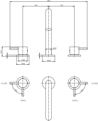 Additional image for Basin Mixer Tap (3 Hole, Brushed Bronze).