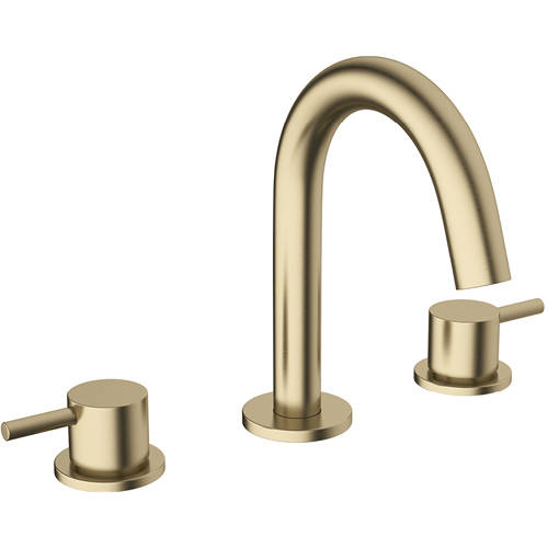 Additional image for Basin Mixer Tap (3 Hole, Brushed Brass).