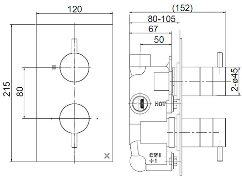 Additional image for Thermostatic Shower Valve With 2 Outlets (Br Bronze).