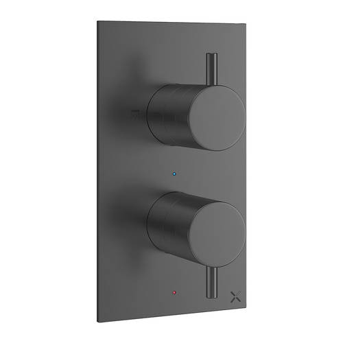 Additional image for Thermostatic Shower Valve With 2 Outlets (Slate).