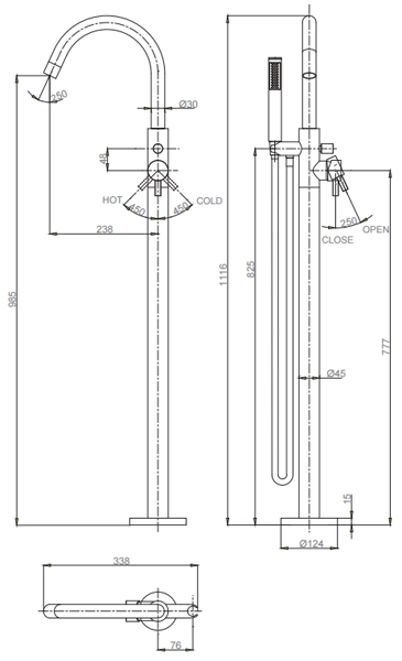 Additional image for Floorstanding Bath Shower Mixer Tap (Chrome).