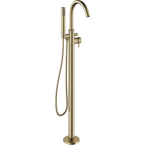 Additional image for Floorstanding Bath Shower Mixer Tap (Brushed Brass).