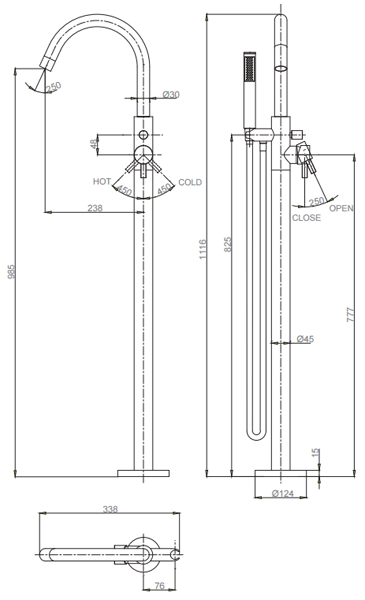 Additional image for Floorstanding Bath Shower Mixer Tap (Matt Black).