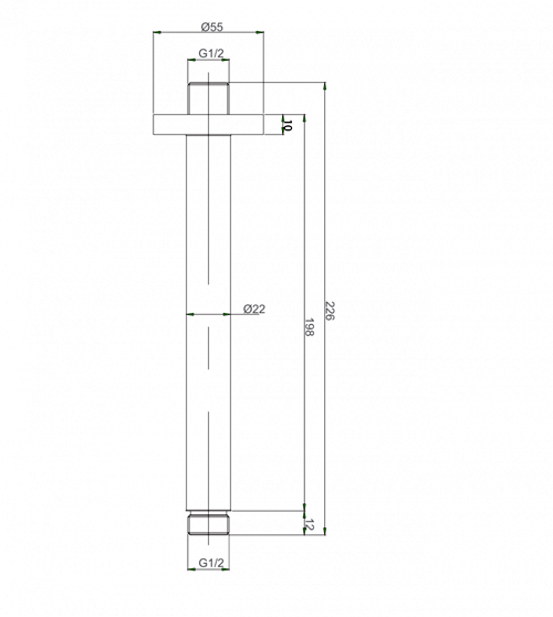 Additional image for Ceiling Mounted Shower Arm (Matt Black).