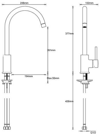 Additional image for Side Lever Kitchen Tap (Chrome).