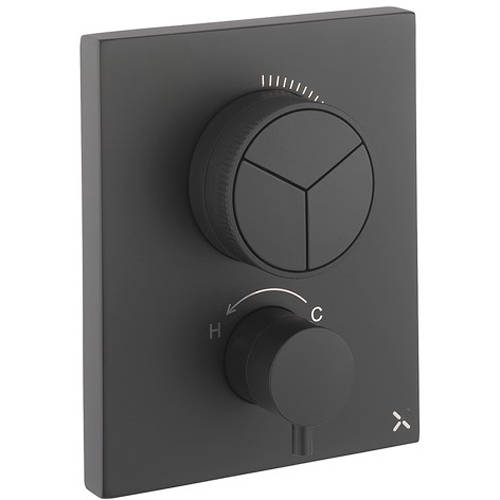 Additional image for Crossbox Push 3 Outlet Shower Valve (Matt Black).