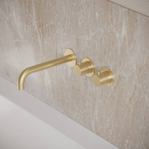 Additional image for Shower Valve With Spout (2 Outlets, Brushed Brass).