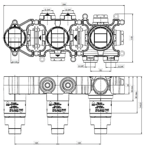 Additional image for Shower Valve With Spout (3 Outlets, Brushed Brass).