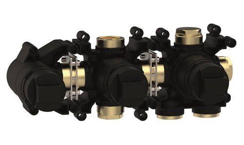 Additional image for Shower Valve With Spout (2 Outlets, Matt Black).