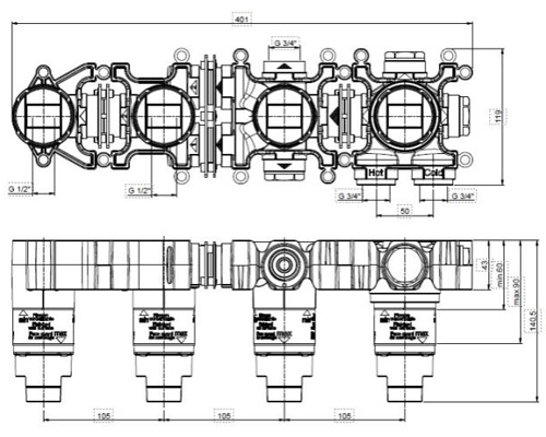 Additional image for Shower Valve With Spout & Kit (2 Outlets, Br Bronze).