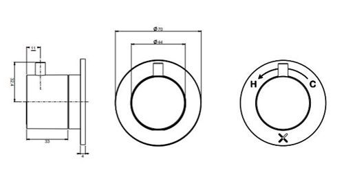 Additional image for Concealed Shower Valve With 2 Outlets (Chrome).