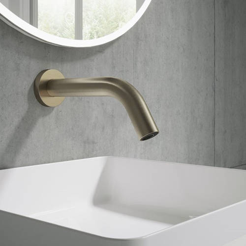 Additional image for 2 x Sensor Wall Mounted Basin Taps 140mm (B Brass).