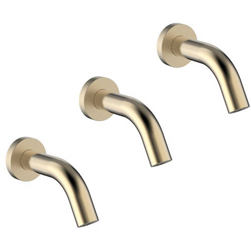 Additional image for 3 x Sensor Wall Mounted Basin Taps 220mm (B Brass).
