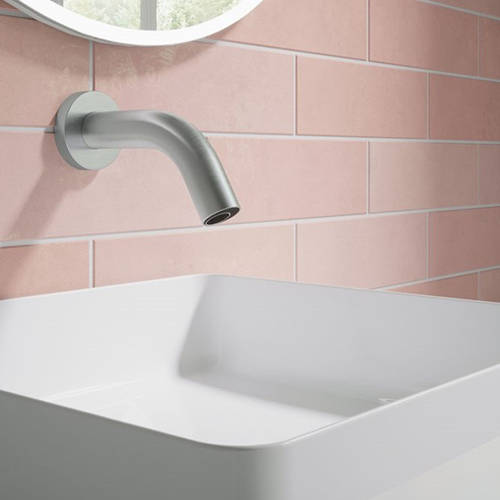 Additional image for 3 x Sensor Wall Mounted Basin Taps 140mm (B Steel).